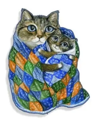 WOODSLOT брошь значок два кота в одеяле br350